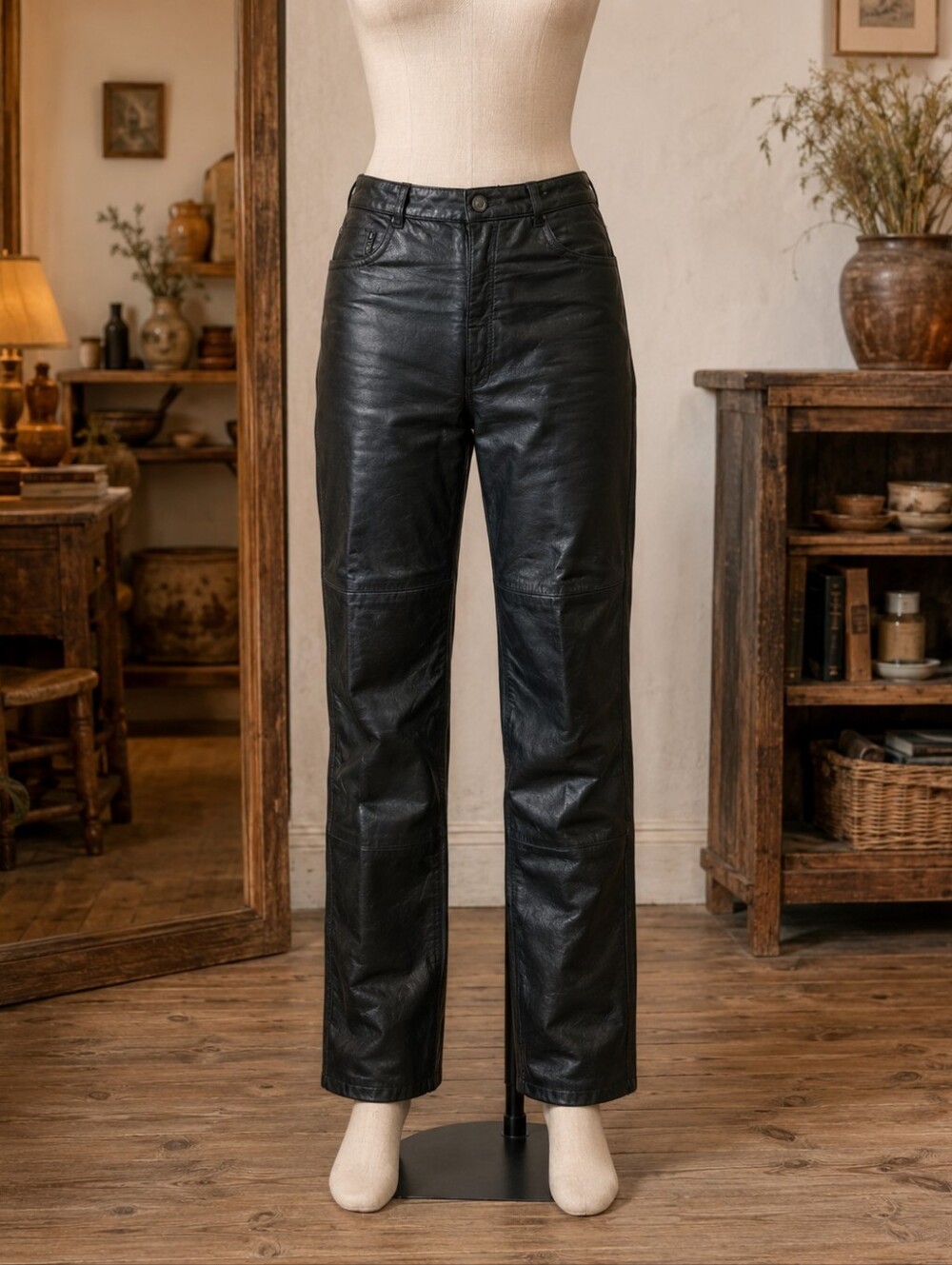 Vintage HB Bilermain Black Leather Pants Size 30
